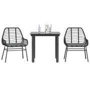 Set da Pranzo da Giardino 3 pz con Cuscini Polyrattan Vetro 3334548