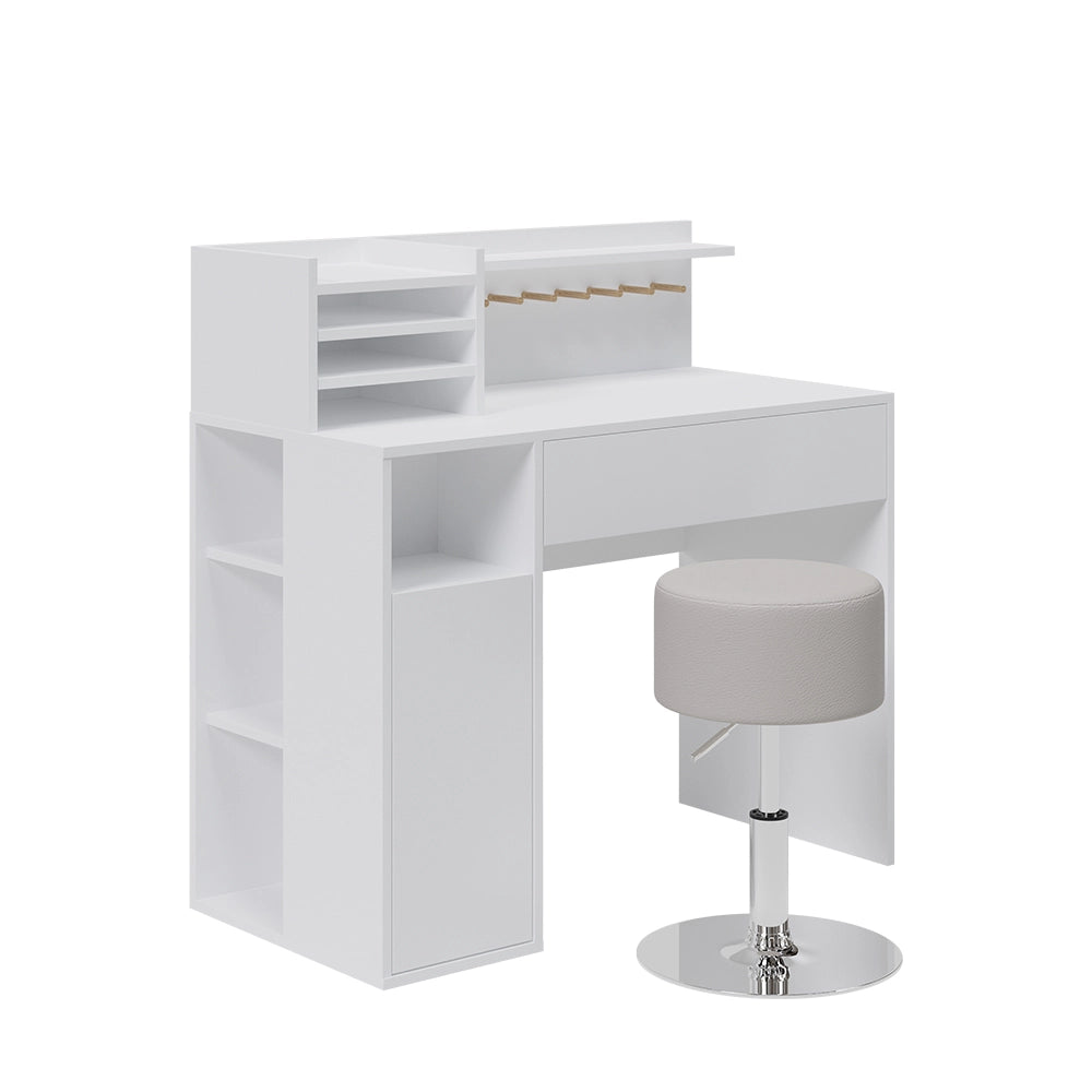Vicco Scrivania Bianco 2 parti, con sgabello
