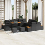Set Divano da Giardino 14 pcs Nero polyrattan 3362979