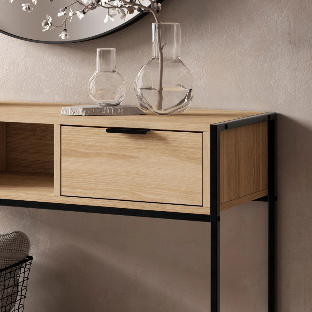 Console da ingresso Hispanohogar finitura rovere e grafite 80x100x36