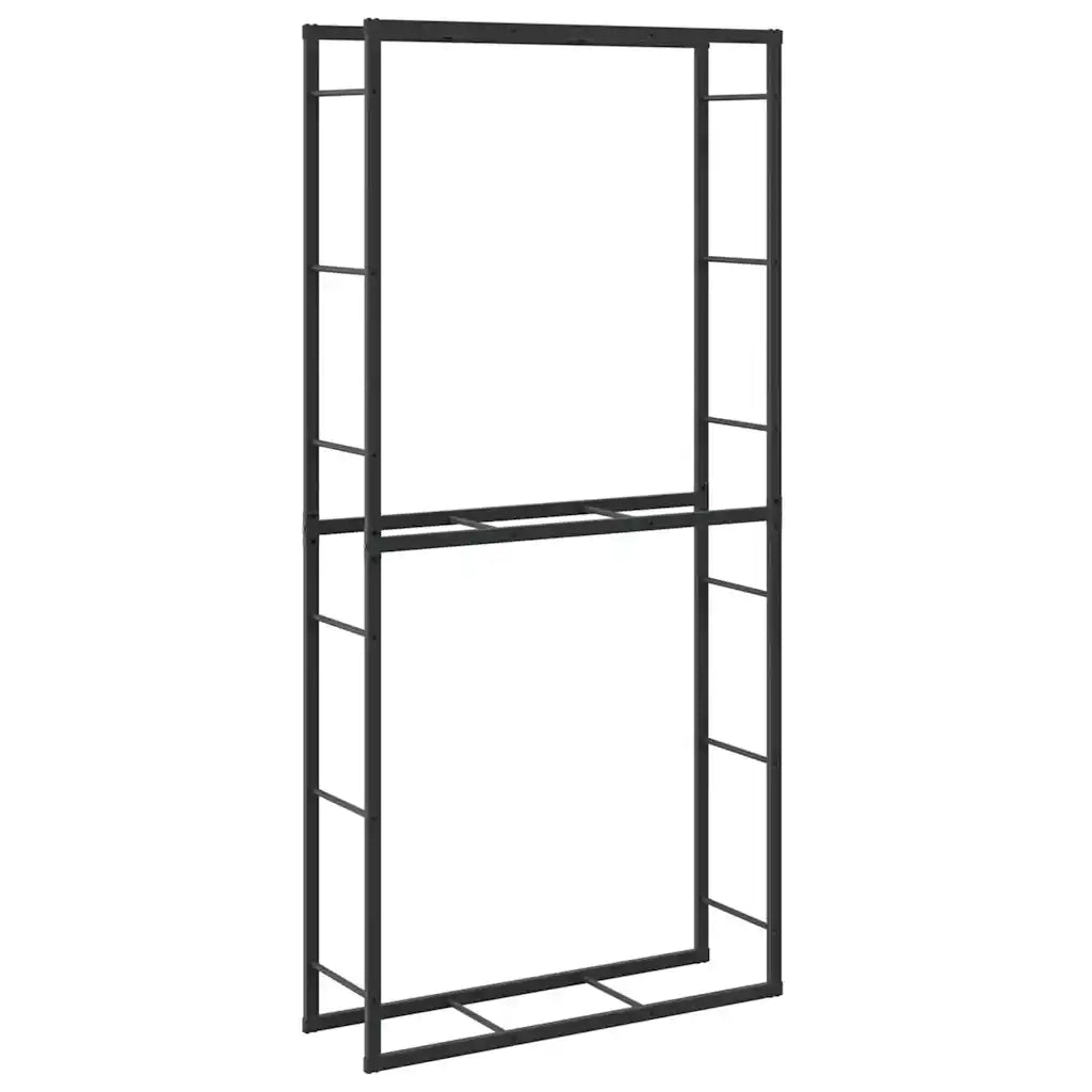 Rastrelliera per Legna da Ardere Nera 100x30x209 cm in Acciaio 4018469