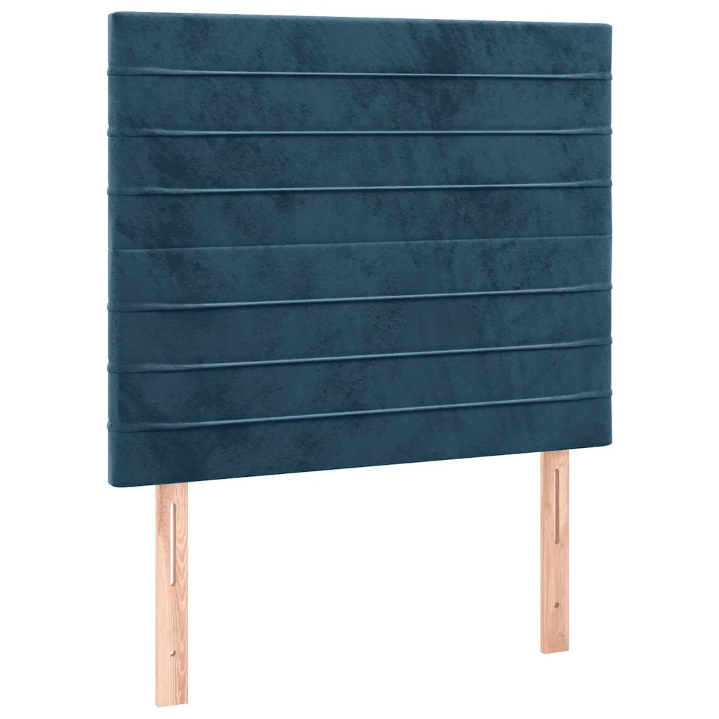 Letto a Molle con Materasso e LED Blu Scuro 90x190cm in Velluto