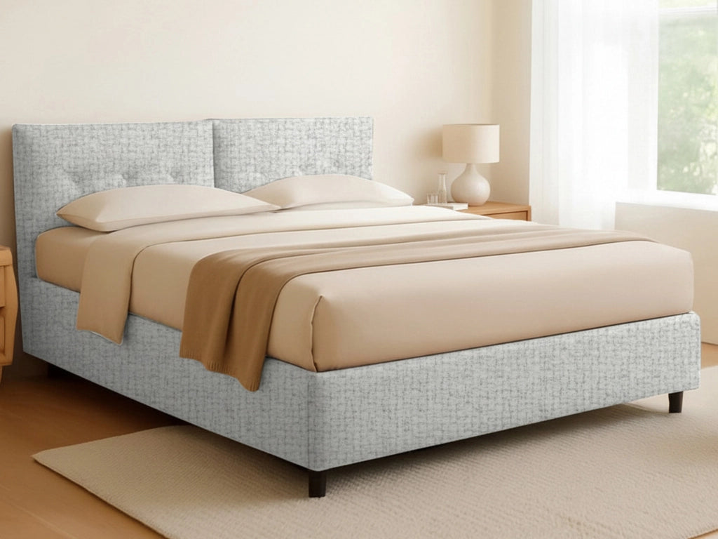 Leeds, Letto Piazza e Mezza Sfoderabile Made in Italy, Grigio Chiaro