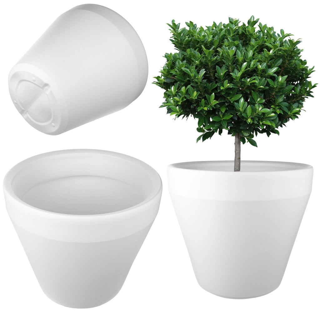 Vaso da fiori KADAX, grande, rotondo, da giardino, bianco, 46 cm
