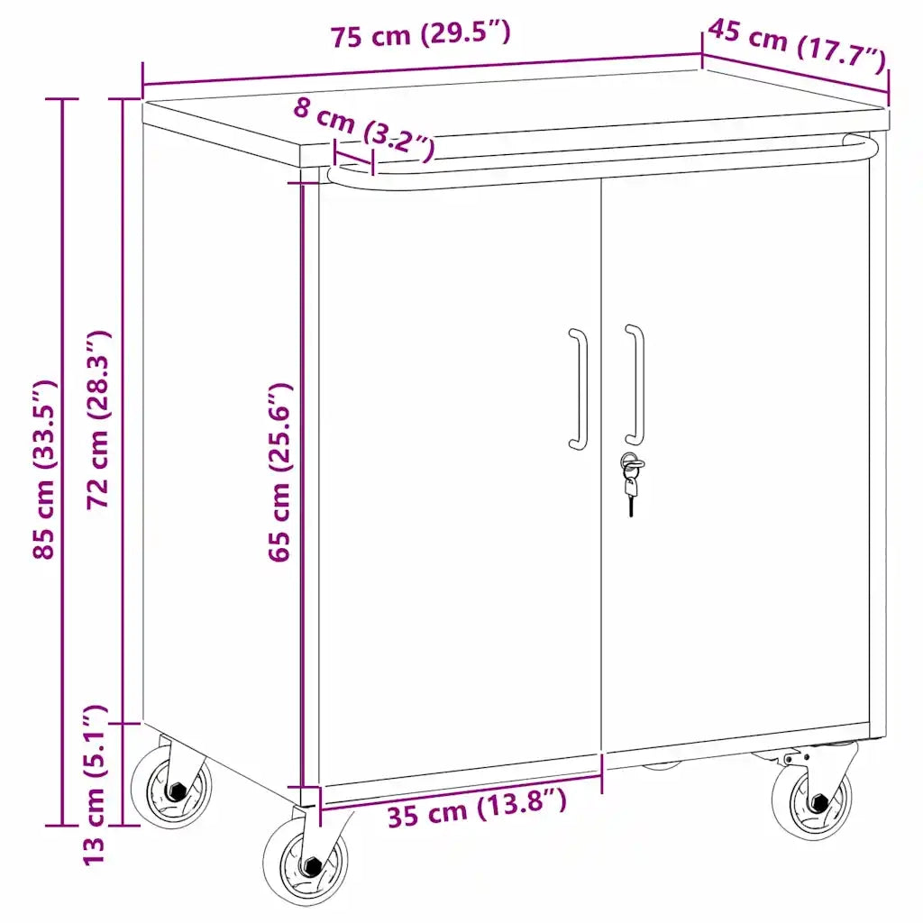 Banco da lavoro con lo scaffale Nero e Grigio 75 x 45 x 85 cm 4103485