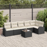 Set Divano da Giardino con cuscino 7 pcs Nero Poly Rattan 3346067