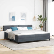 Letto a molle con testiera Grigio scuro 200 x 200 cm Poliestere