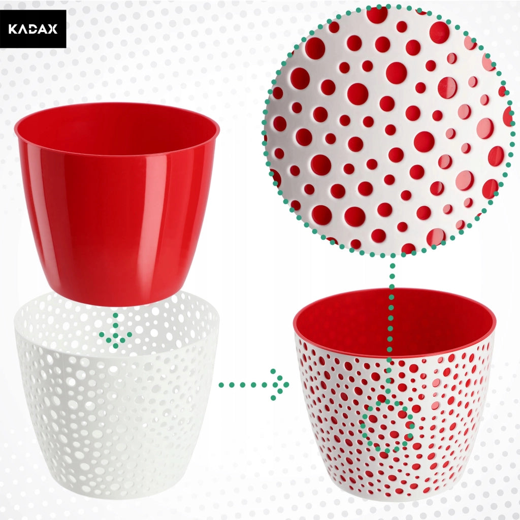 Vaso da fiori KADAX rotondo in plastica, 21 cm, rosso