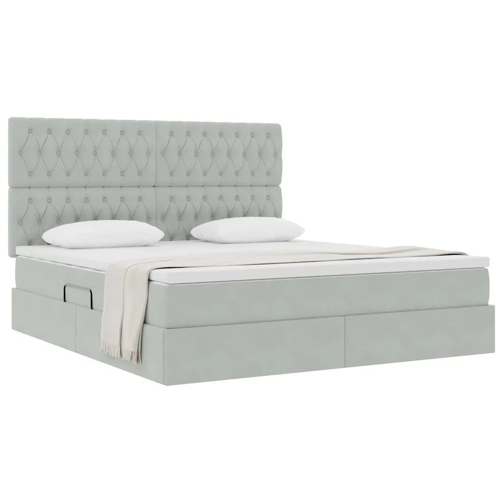 Letto con contenitore e materasso Grigio chiaro 180 x 200 cm 3372105