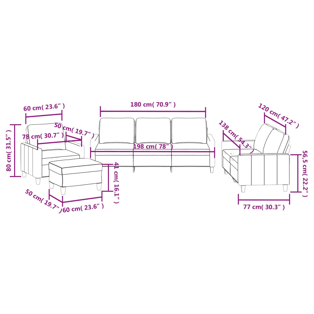 Set di Divani 4 pz con Cuscini Grigio in Similpelle 3201405