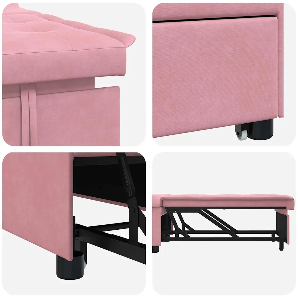 Divano letto Rosa 194 x 67 x 82 cm Velluto 42008598