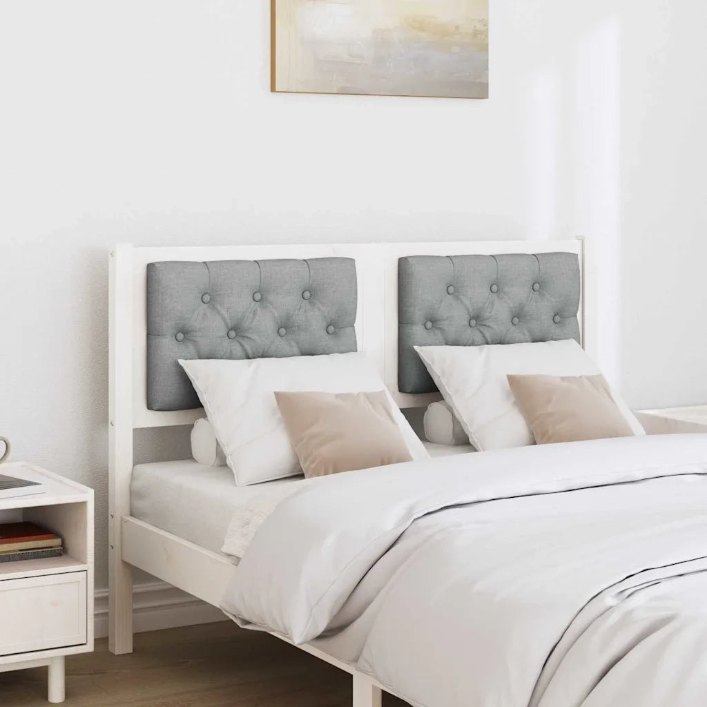 Testiera-Testiera con Cuscini Bianco e grigio chiaro 135 cm Legno di pino massello