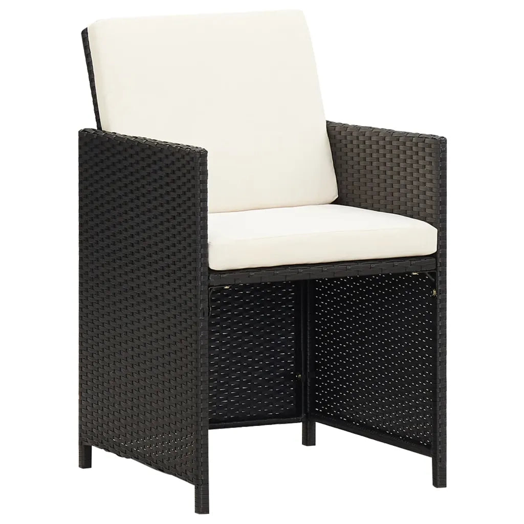 Set da Pranzo da Giardino 21 pz con Cuscini in Polyrattan Nero 3095667