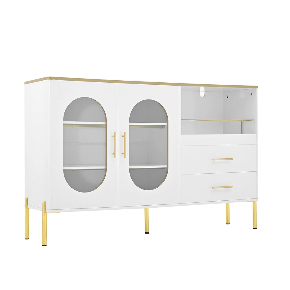 Buffet - Xylo - 2cass/2porte vetro bianco/dorato