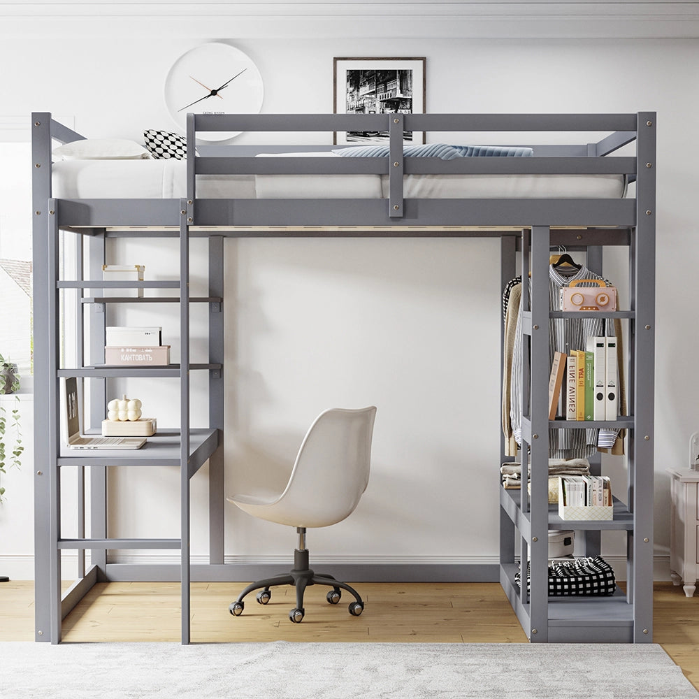 Letto a castello - Xylo - 140x200 cm scrivania grigio