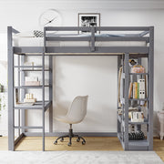 Letto a castello - Xylo - 140x200 cm scrivania grigio