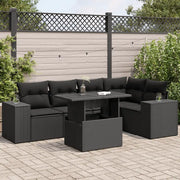 Set Divano da Giardino 6 pz con Cuscini Nero in Polyrattan 3326796