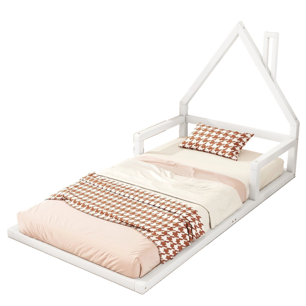 Letto Singolo per Bambini in Pino Massello Bianco ¨C MINIMAL ¨C 90x200