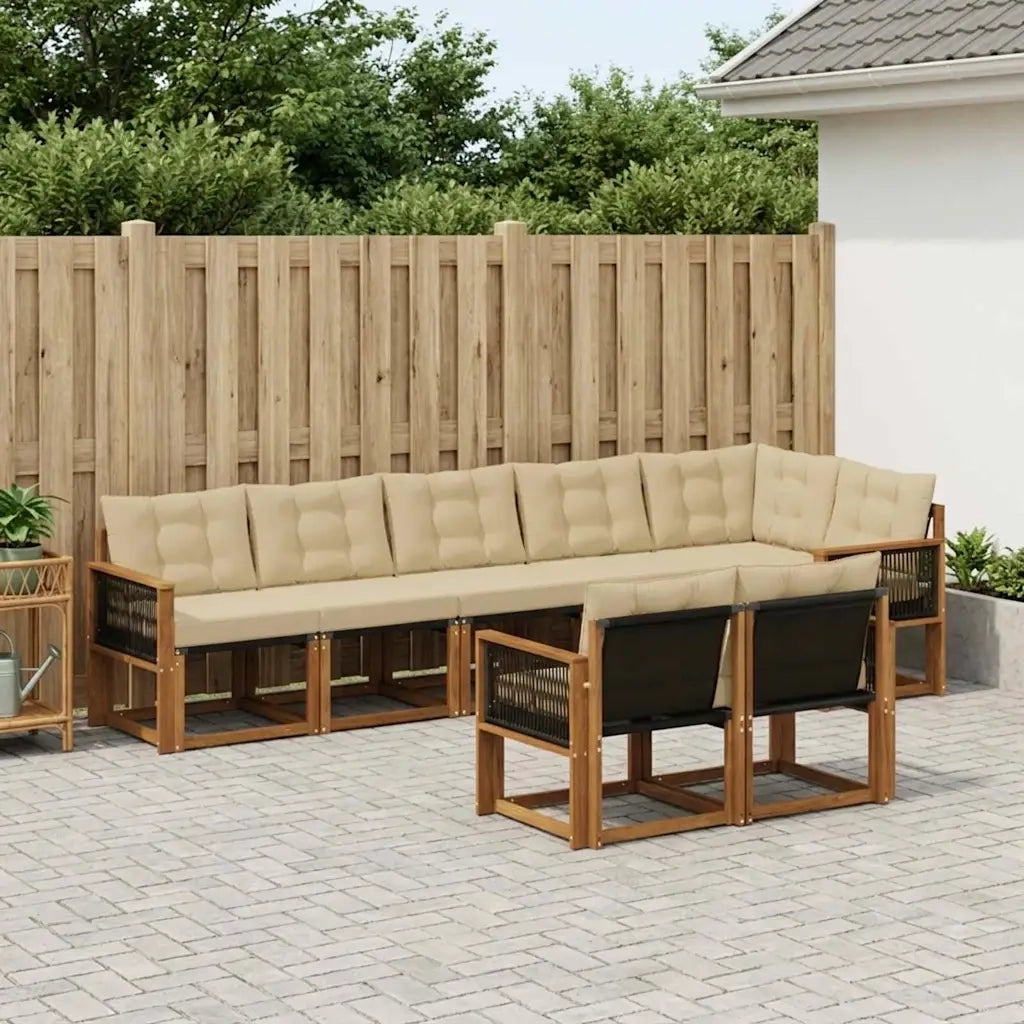 Set di divani da esterno con cuscino 8 pcs Naturale e Beige 3382033