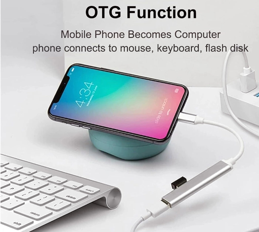 HUB USB type C 4 porte USB 3.0 Splitter Case in Alluminio Alta Velocità per PC e Smartphone