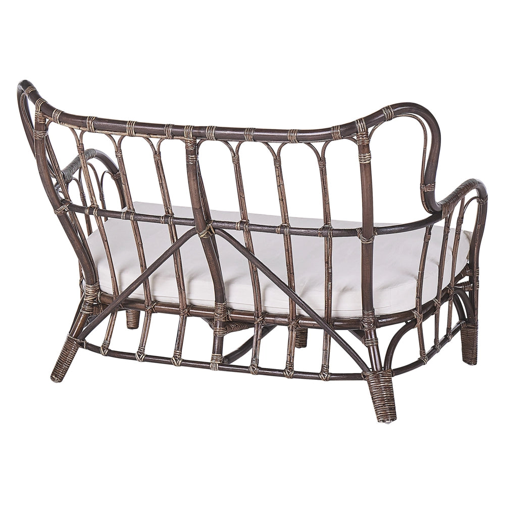 Lounge Set da Giardino 4 Posti in Rattan Naturale Marrone e cuscini Beige