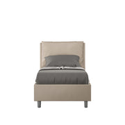BS COM Letto singolo con rete imbottito 80x210 similpelle tortora