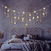Decorazione per Parete in Stile Boho con Fasi Lunari - 144cm - Oro - Con Illuminazione a LED