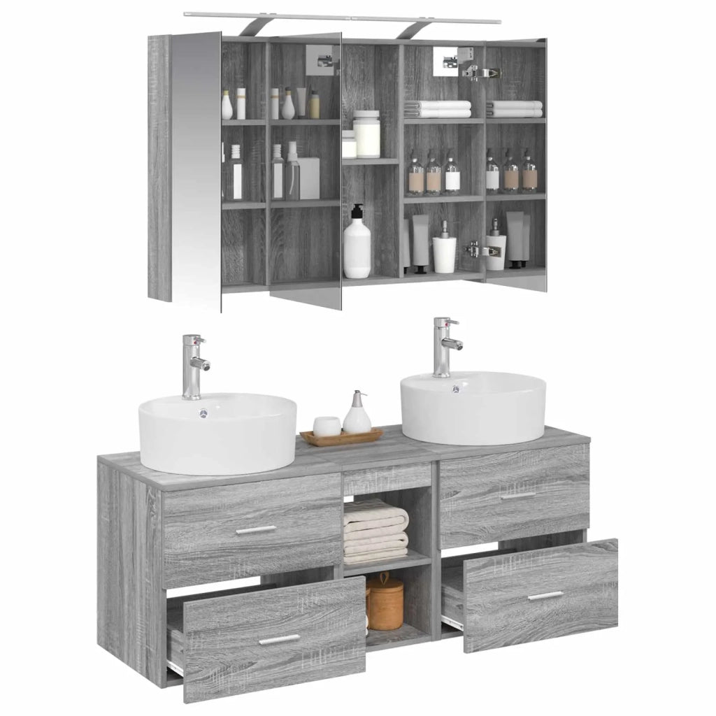Set di mobili per il bagno 4 pz Sonoma grigio 3406900