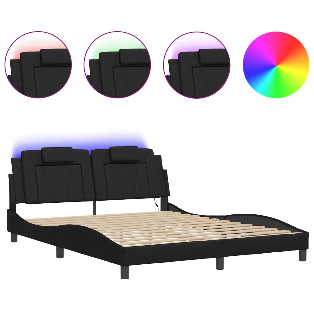 Giroletto Viana con LED senza Materasso Nero 160x200 cm
