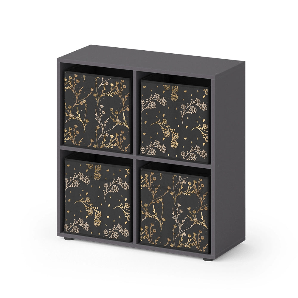 Vicco Scaffale Nero 72.6 x 72 cm con 4 scatole pieghevoli opt.2