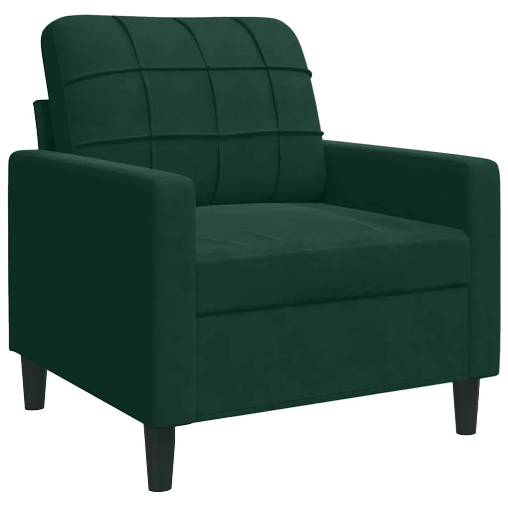 Set di Divani 3 pz con Cuscini e Rinforzi Verde scuro Velluto 3278453