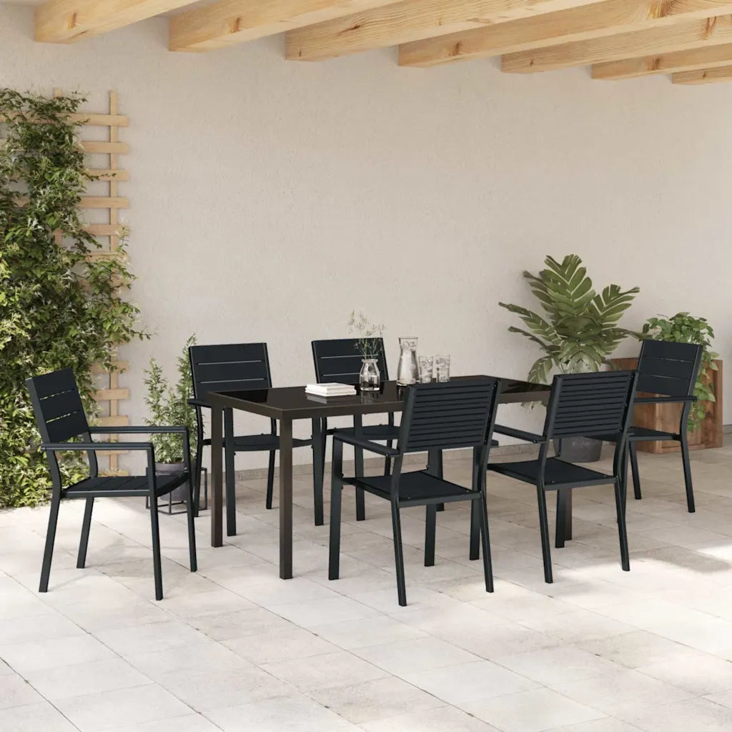 Set da Pranzo per Giardino 7 pcs Nero