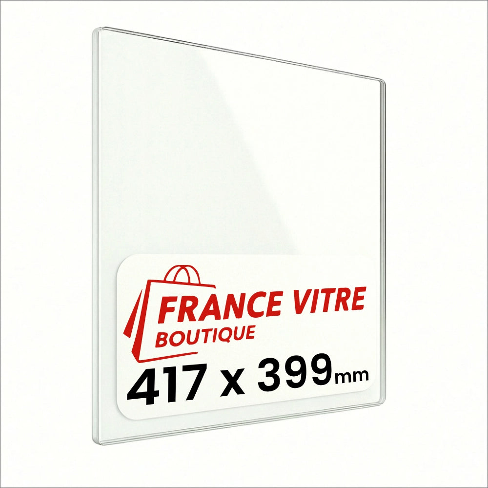417 x 399 x 4 mm - Vetro per stufa a legna - vetro camino di ricambio - vetro per caminetto resistente al fuoco - France Vitre