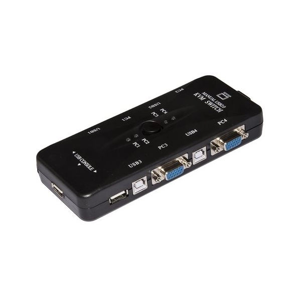 Kvm switch usb/vga link per 4 pc con 1 mouse, 1 tastiera usb e 1 monitor vga con cavi inclusi - LKKWM4