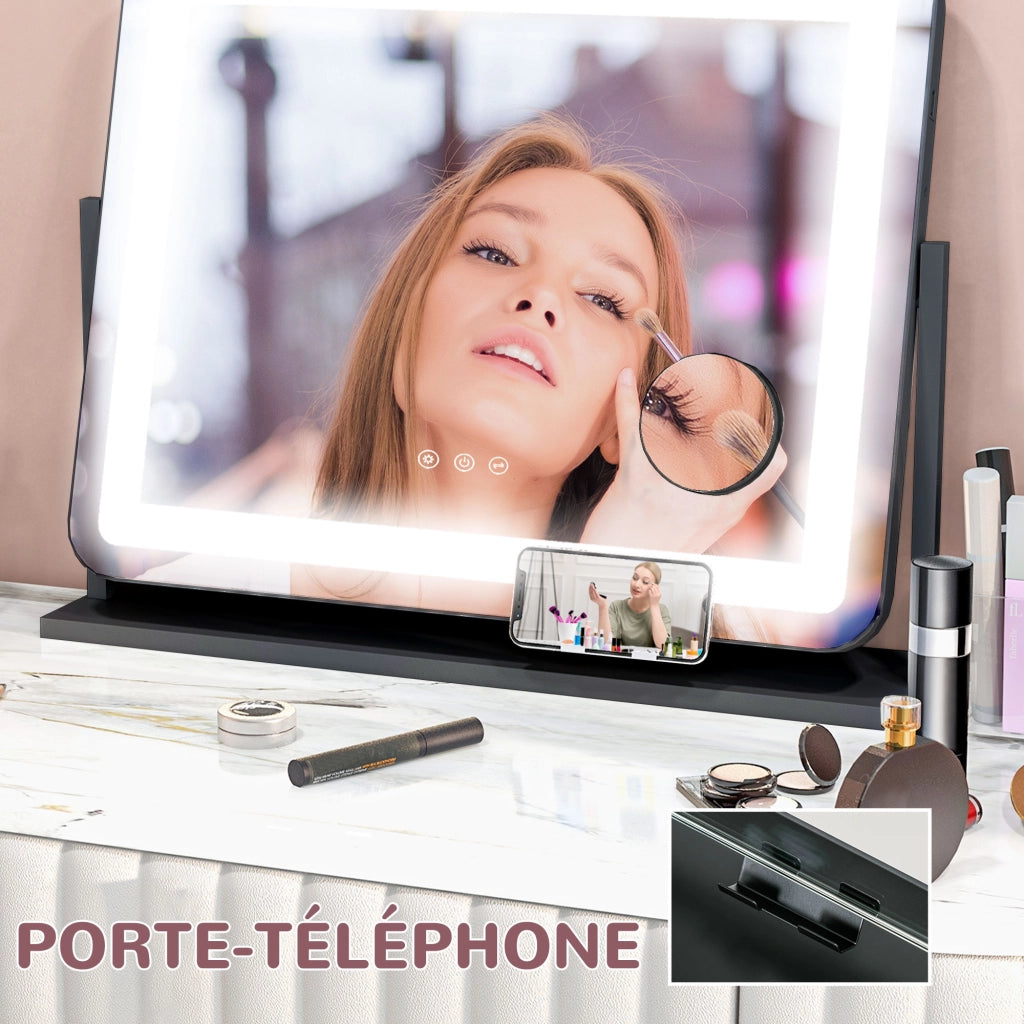 Specchio LED con Ingrandimento e Ricarica USB ¨C Minimal ¨C Bianco 62.5x52 cm