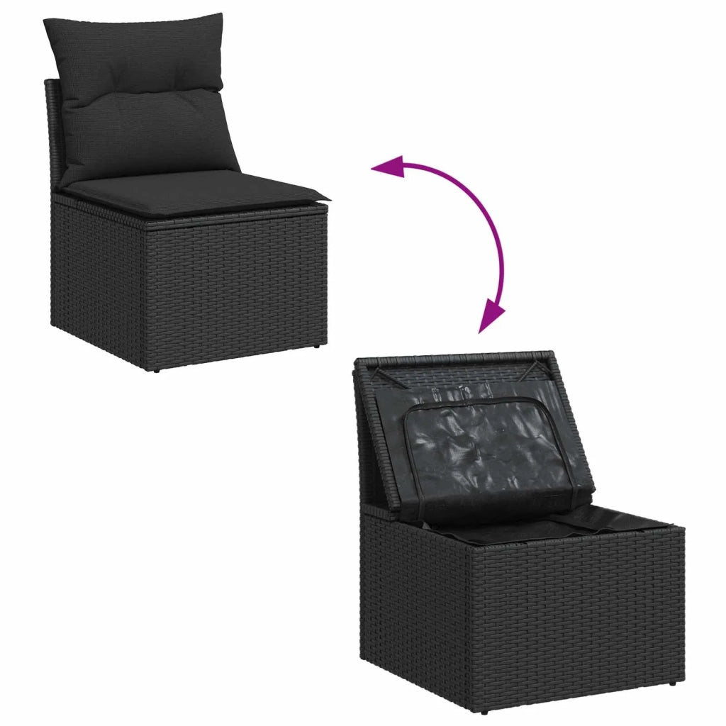 Set Divano da Giardino con cuscino 10 pcs Nero 3363524
