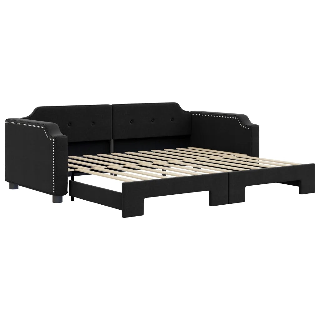 Divano Letto con Letto Estraibile Nero 100x200 cm in Tessuto 3197641