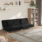 Divano Letto a 2 Posti con 2 Cuscini-Sofa Letto 2 Posti-Daybed Nero in Tessuto 194397