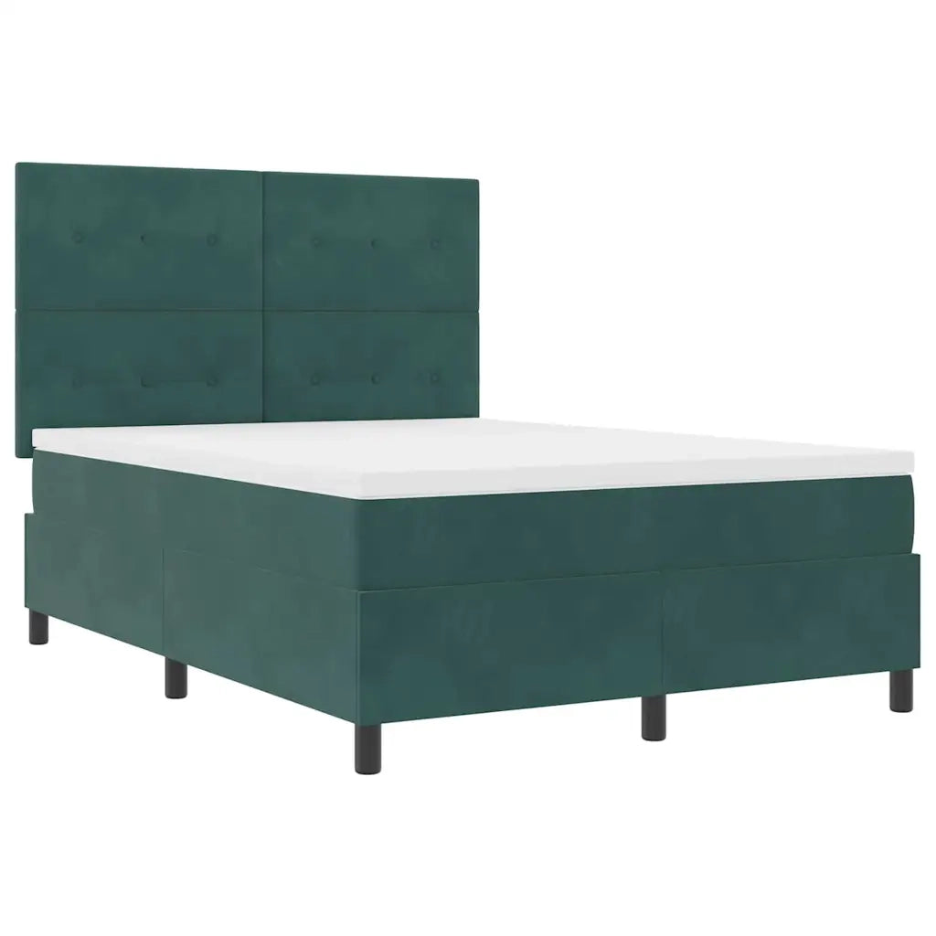 Letto a Sorgente LED Verde Scuro 140 x 200 cm Velluto 3343319