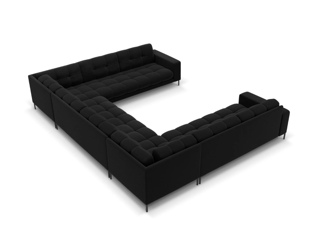 Cosmopolitan Design - Divano panoramico "Bali" 9 posti in velluto nero 