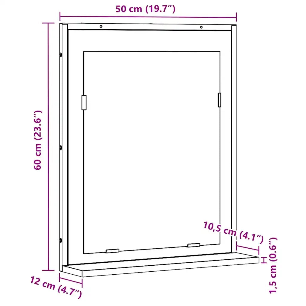 Specchio con lo scaffale Legno vecchio 50 x 12 x 60 cm 862220