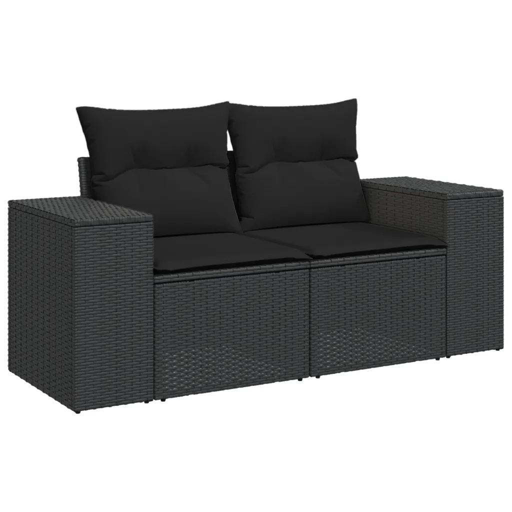 Set Divani da Giardino 4 pz con Cuscini Nero in Polyrattan 3222504