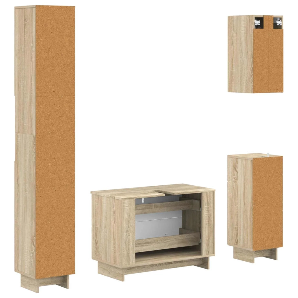 Set di Mobili da Bagno da 4 Pezzi EDE Rovere Sonoma 3417902