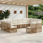 Set di divani da esterno Naturale e Bianco Crema Poliestere 3437578