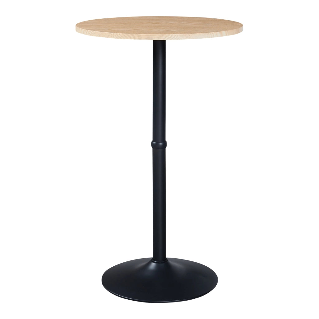 Tavolo Alto da Bar Vantaa Ø60 x 100 cm Nero / Effetto Rovere [en.casa]