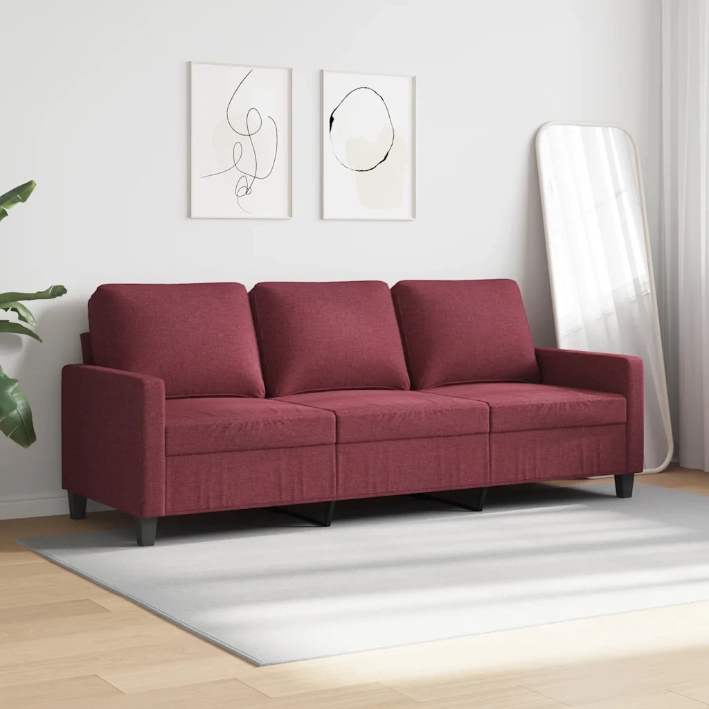 Divano a 3 Posti-Sofa 3 Posti Rosso Vino 180 cm in Tessuto 803639