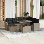 Set Divano da Giardino 8pz con Cuscini Grigio Chiaro Polyrattan 3274842