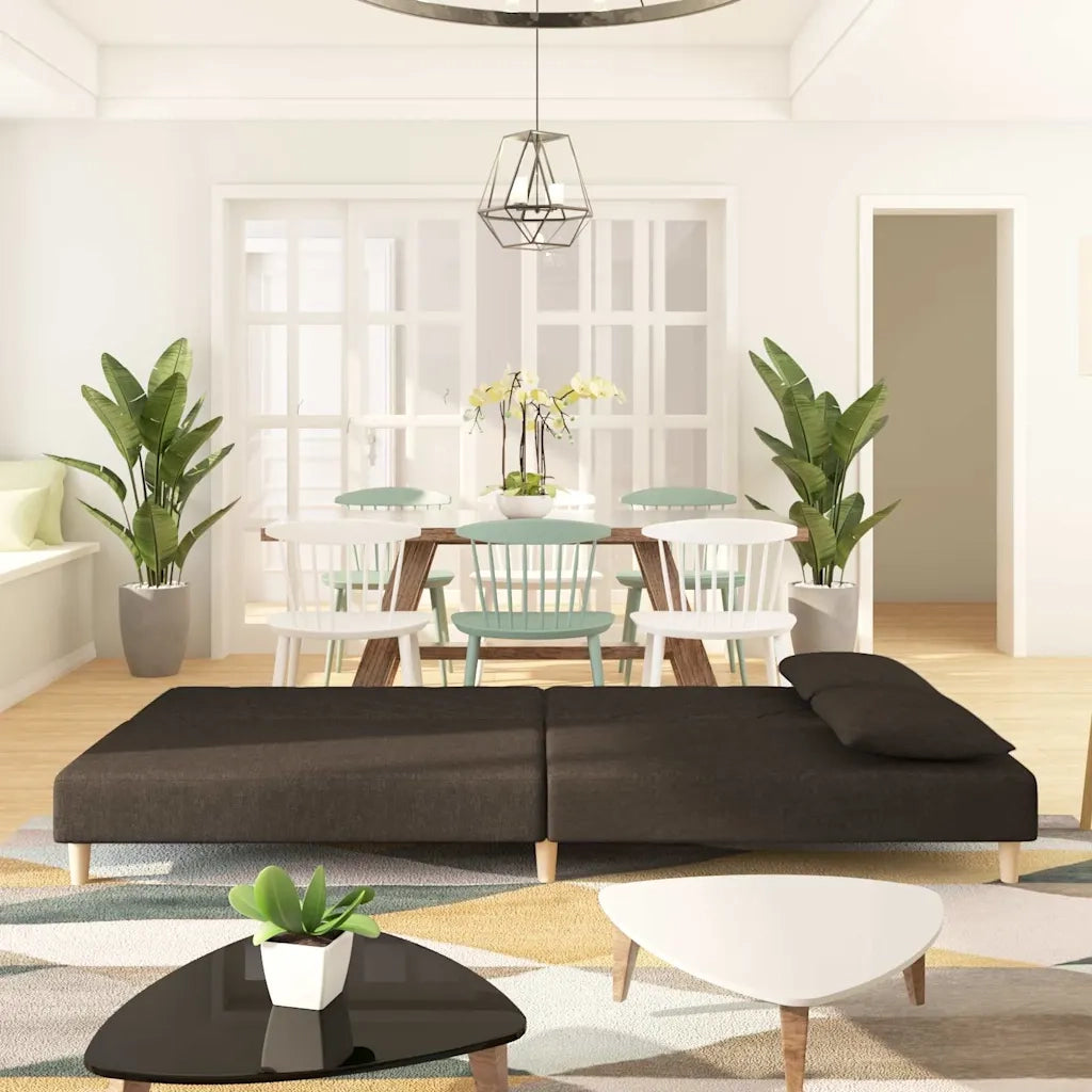 Divano Letto a 2 Posti con 2 Cuscini-Sofa Letto 2 Posti-Daybed Marrone in Tessuto