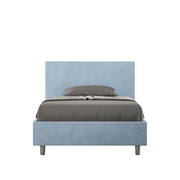 BS COM Letto una piazza e mezza senza rete imbottito 120x210 microfibra azzurro