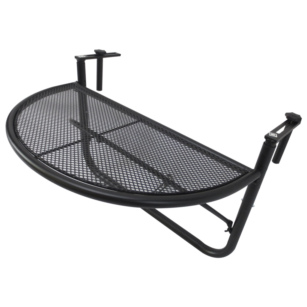 Easycomfort Tavolino da Ringhiera Pieghevole con 3 Altezze Regolabili in Metallo, 60x45x50cm, Nero